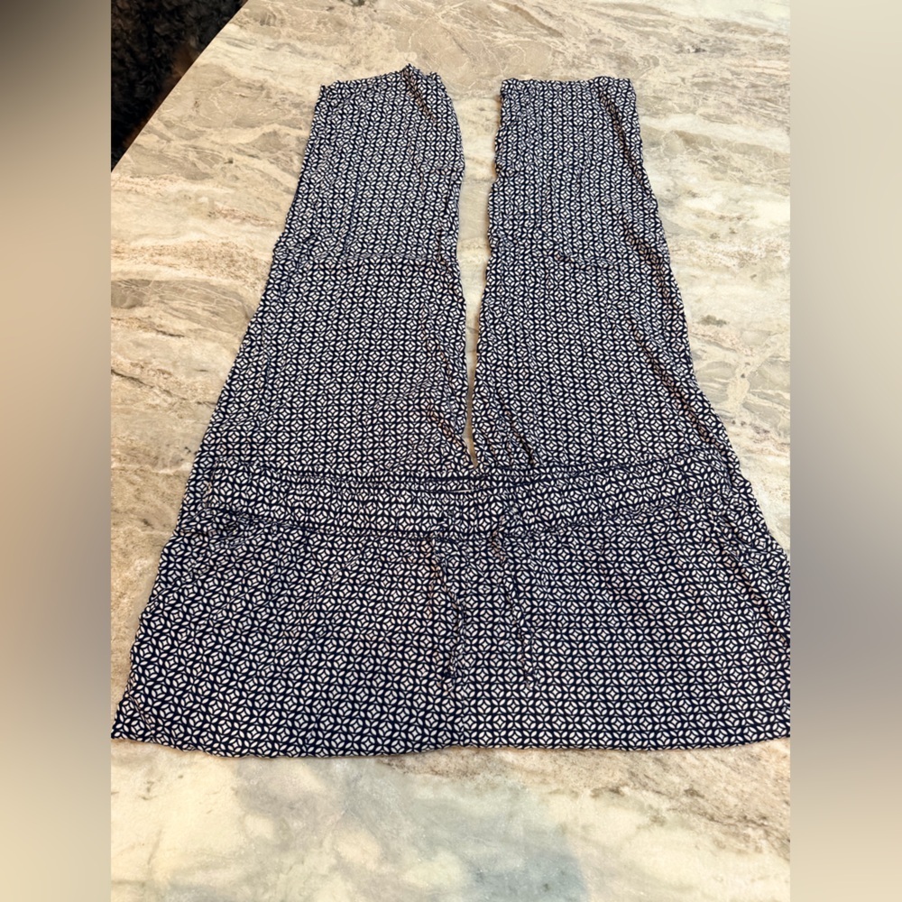 SERRA Navy & White Geometric Print Wide Leg Palazzo Pants XL